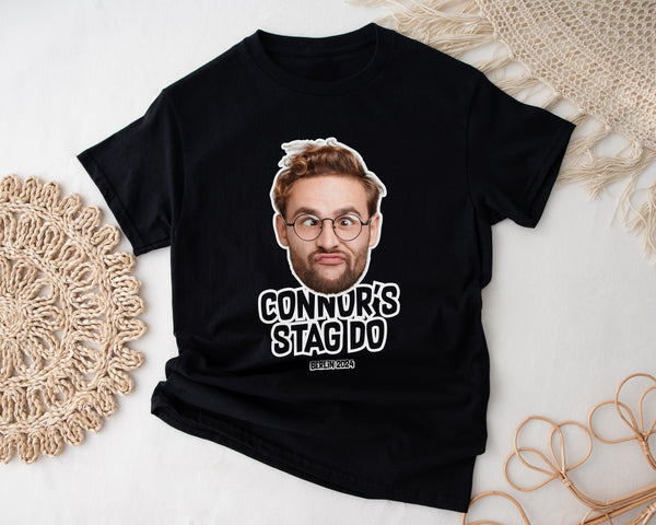 Personalised Stag Do T-Shirt with Groom’s Face | Custom Funny Stag Party Shirt