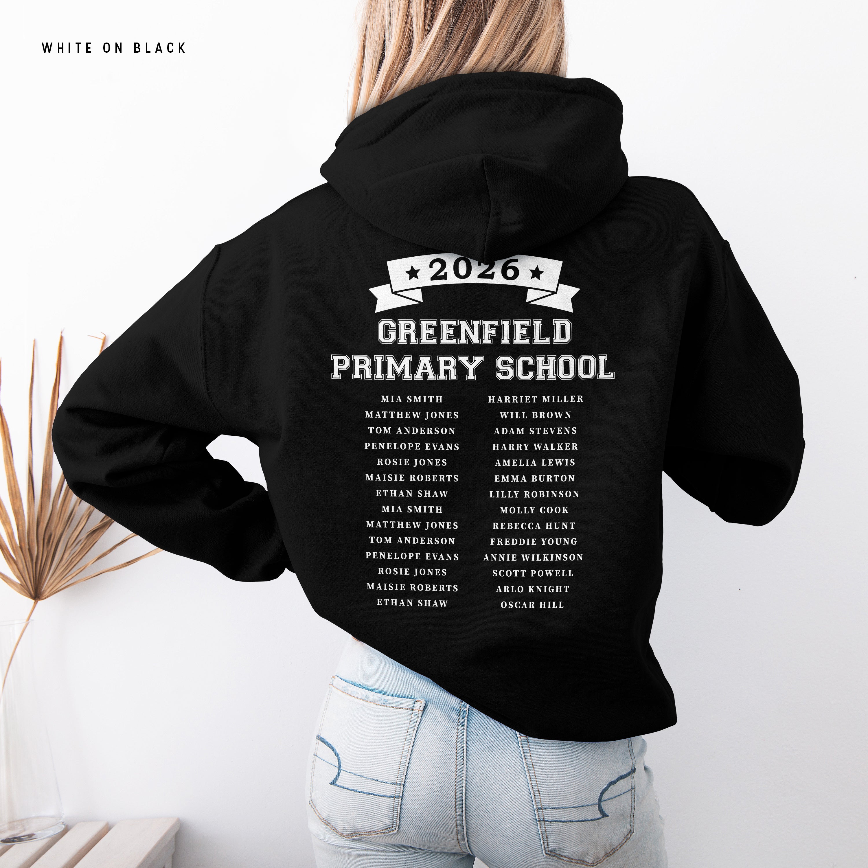 School Leavers Hoodie - Featuring School Name 2026 Style  E