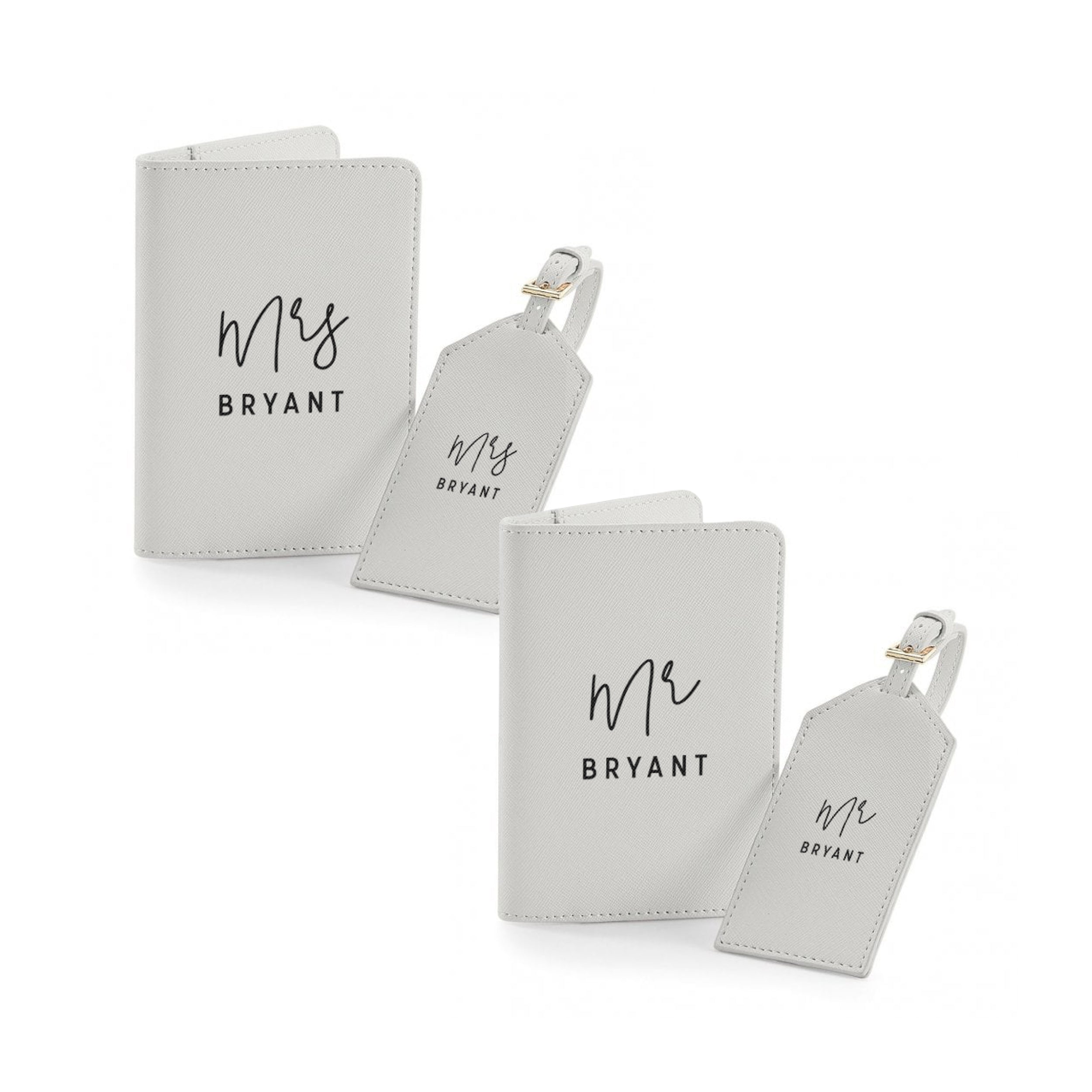 Mr & Mrs Passport Covers and Luggage Tags – His and Hers Travel Set | Honeymoon or Wedding Gift for Couples