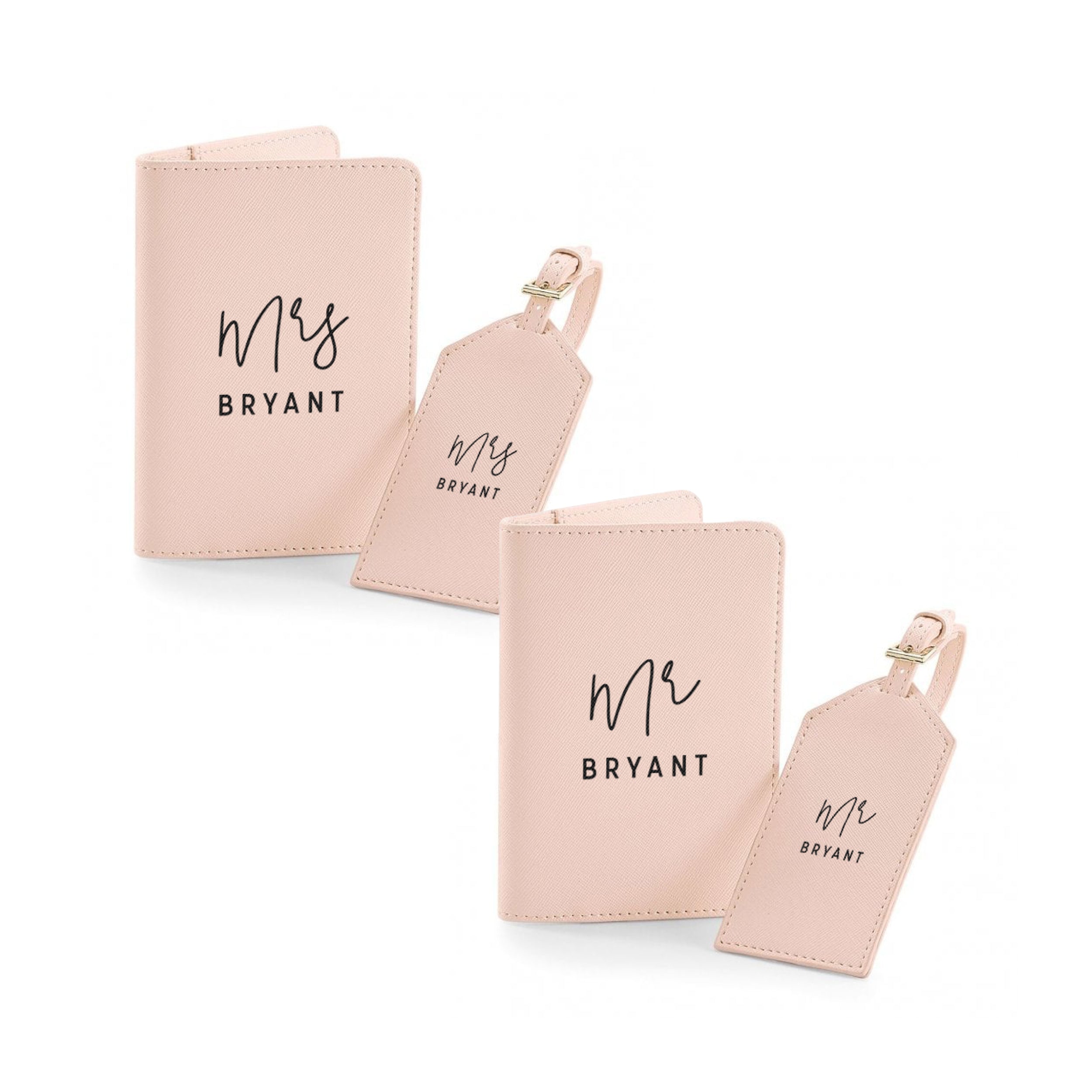 Mr & Mrs Passport Covers and Luggage Tags – His and Hers Travel Set | Honeymoon or Wedding Gift for Couples