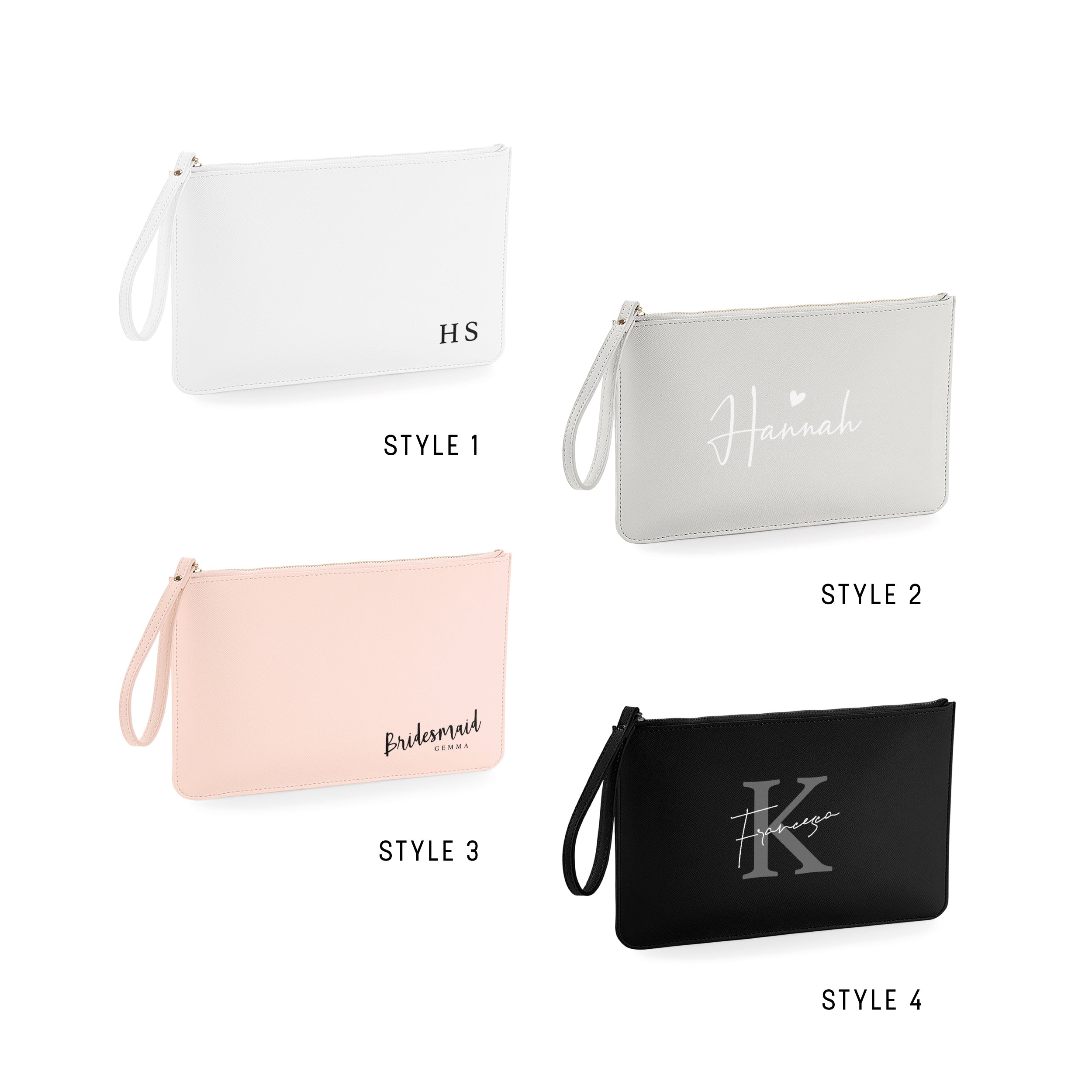 Personalised Clutch Bag – Custom Bridesmaid or Maid of Honour Gift | Monogram Pouch with Name or Initial