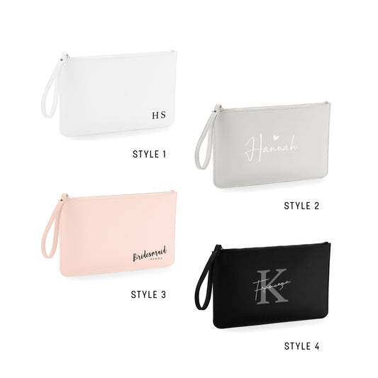 Personalised Clutch Bag – Custom Bridesmaid or Maid of Honour Gift | Monogram Pouch with Name or Initial