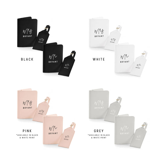 Mr & Mrs Passport Covers and Luggage Tags – His and Hers Travel Set | Honeymoon or Wedding Gift for Couples