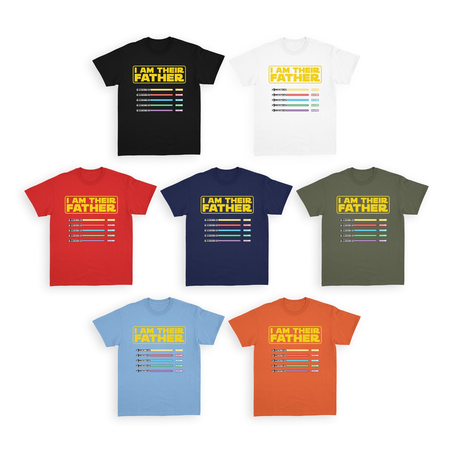 I Am Their Father Shirt – Personalised Star Wars Dad T-Shirt with Kids’ Names & Lightsabers