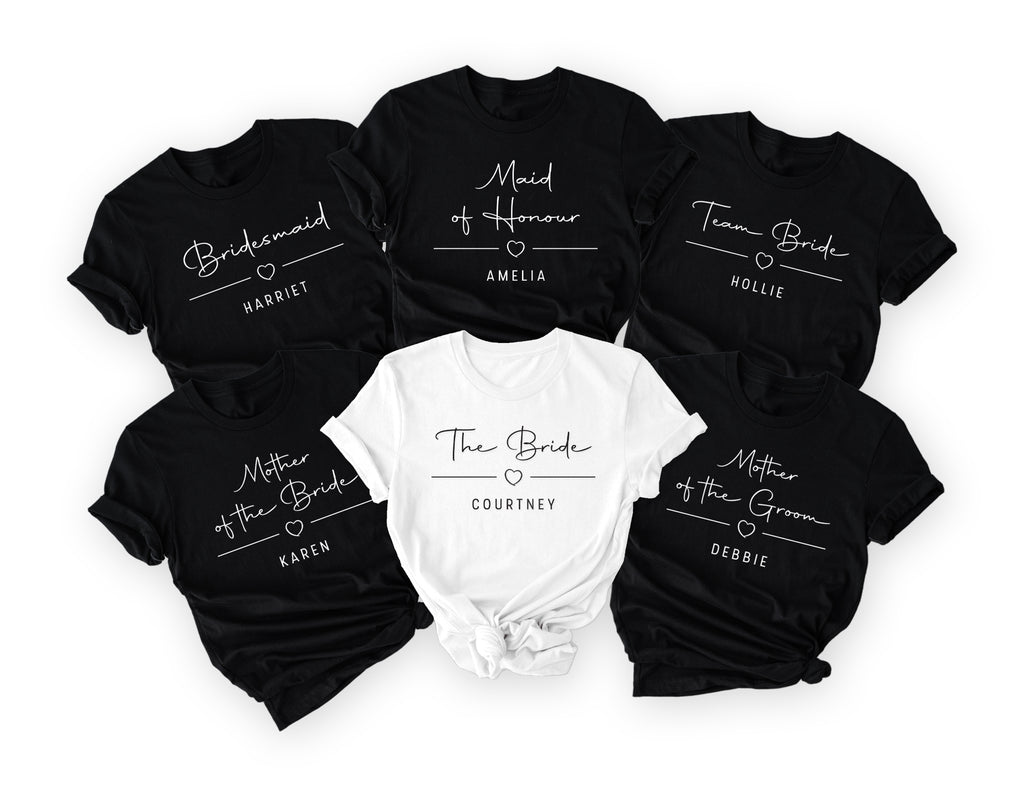 Personalised Hen Party T-Shirts – Bride & Team Bride Shirts, Bachelorette Party Tops, Wedding Party Gifts