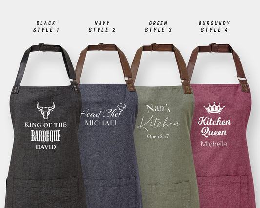 Personalised Unisex Apron – Custom Text Vintage Style Cooking Gift