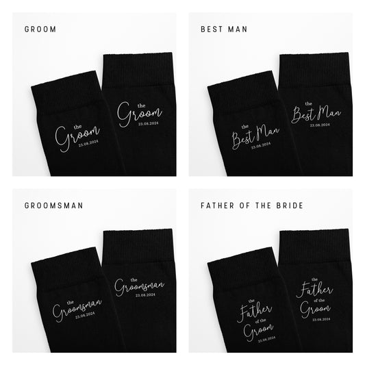 Luxury Personalised wedding socks -Custom  Wedding Party Gift Style 3