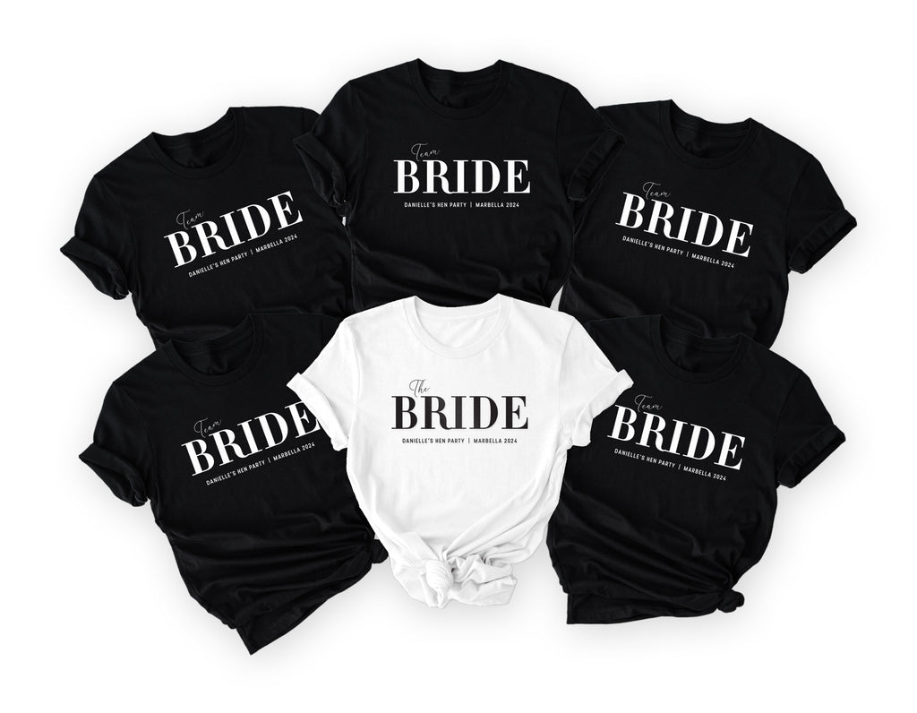 Personalised Hen Weekend T-shirts - Team Bride T-Shirts Tees