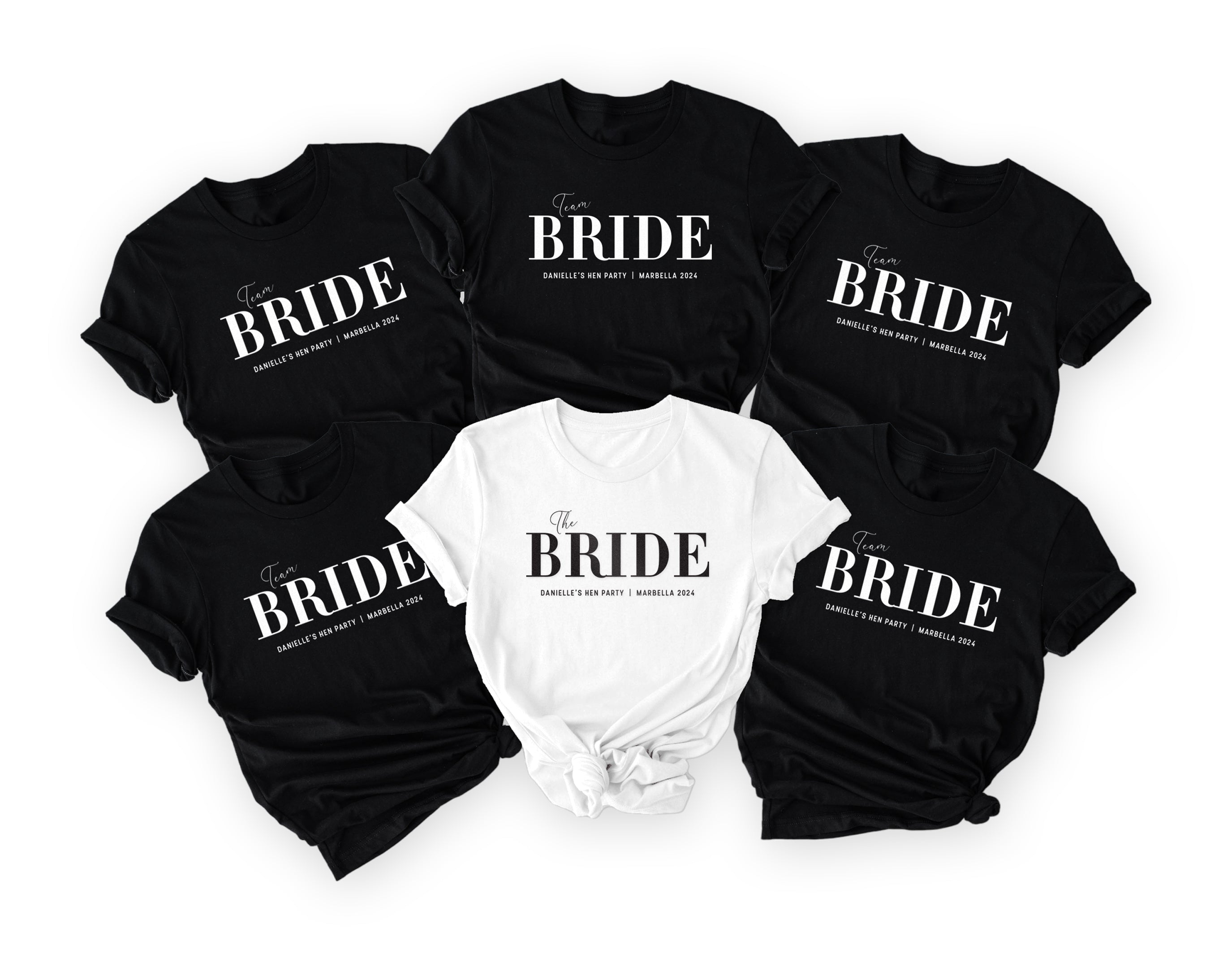 Personalised Hen Weekend T-shirts - Team Bride T-Shirts Tees