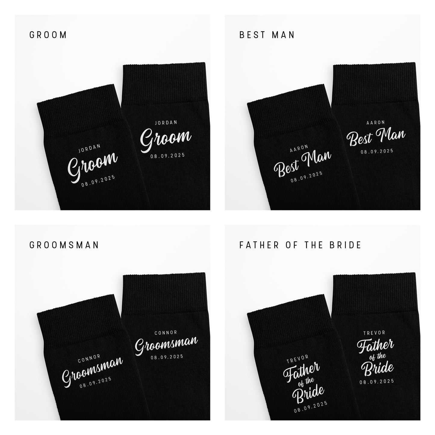 Luxury Personalised wedding socks -Custom  Wedding Party Gift Style 2