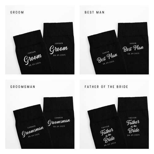 Luxury Personalised wedding socks -Custom  Wedding Party Gift Style 2