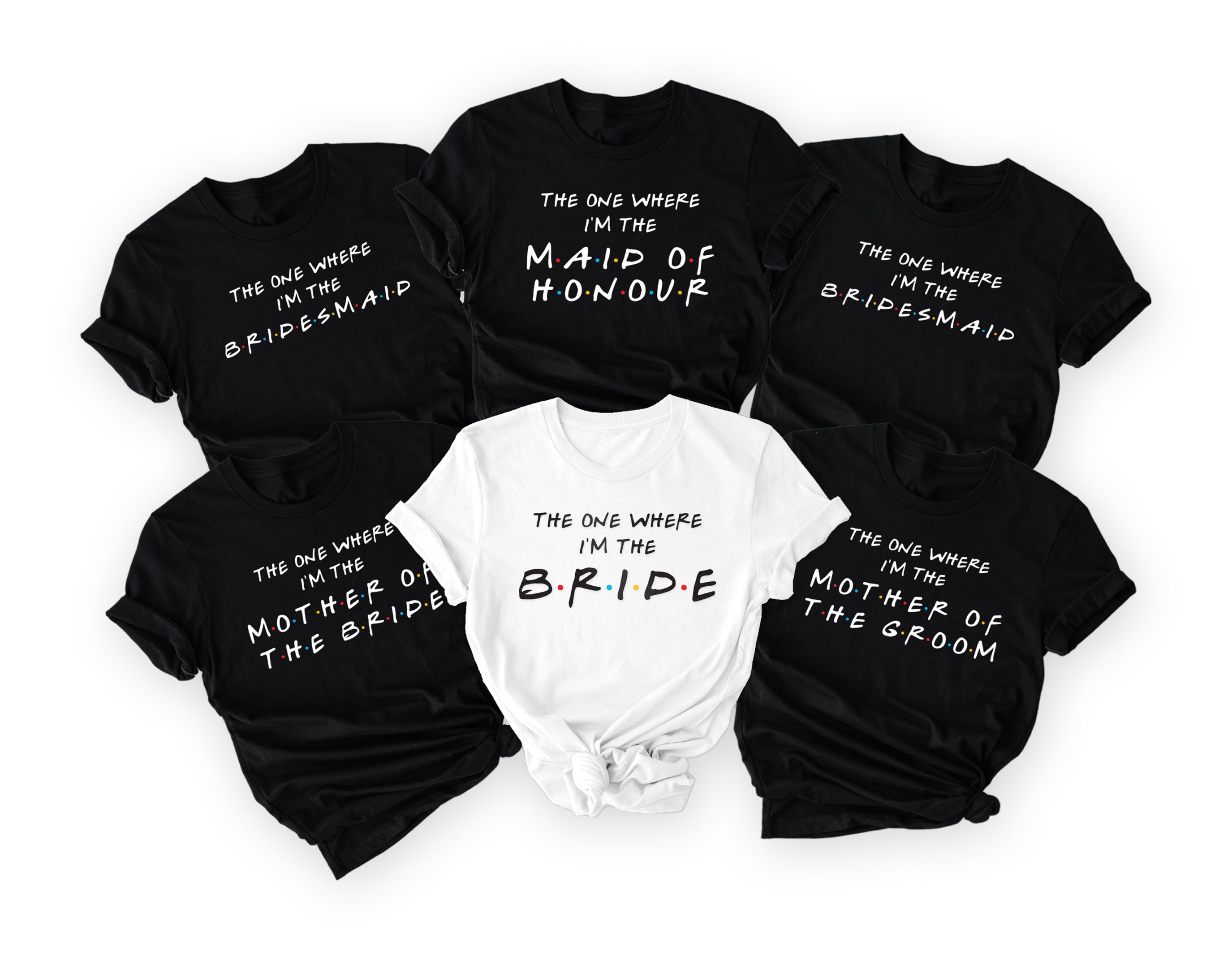 Personalised Friends Hen Party T-Shirts – "The One Where" Bride & Team Bride Tops (Style 2)