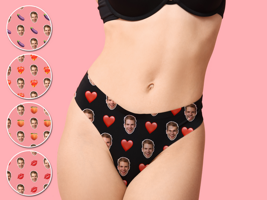 Custom Photo Knickers for Her – Funny Valentine’s Day Gift – Personalised Face Thong, Briefs, or Shorts