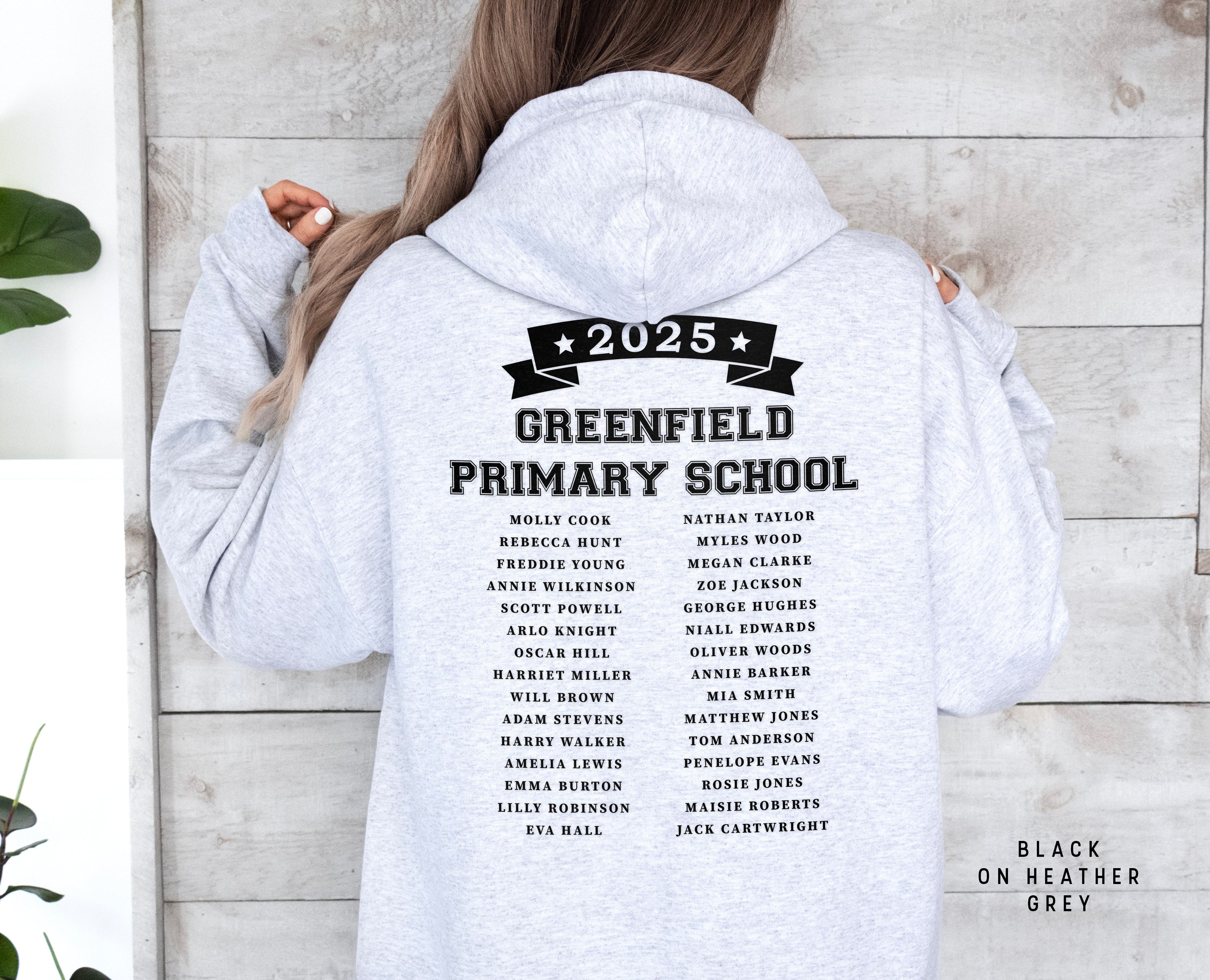 School Leavers Hoodie - Featuring School Name 2025 Style  E