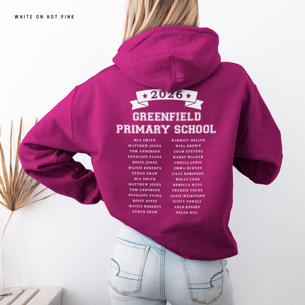School Leavers Hoodie - Featuring School Name 2026 Style  E