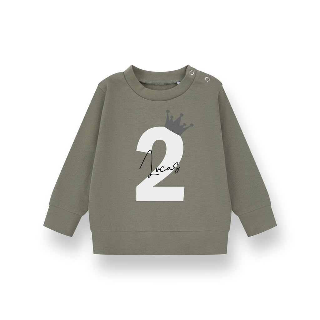 Personalised Birthday Name & Age Kids Sweatshirt – Custom Jumper for Baby, Toddler & Child