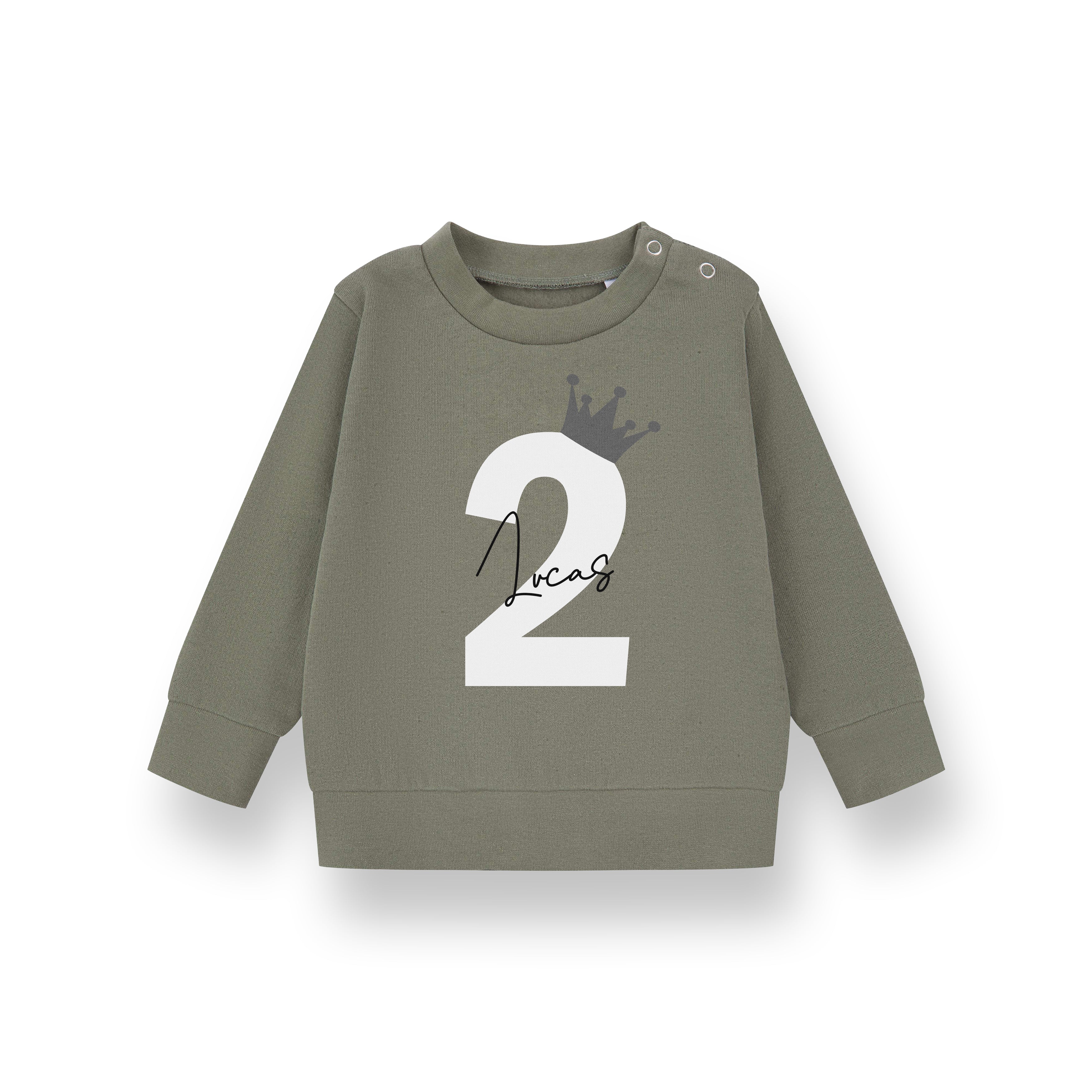 Personalised Birthday Name & Age Kids Sweatshirt – Custom Jumper for Baby, Toddler & Child