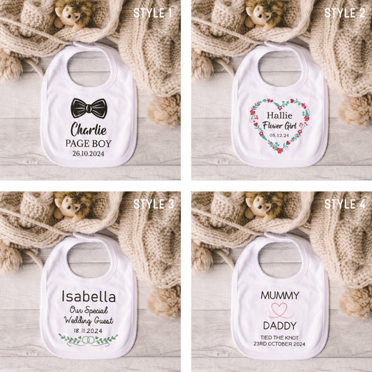 Personalised Baby Wedding Bib – Page Boy, Flower Girl or Guest