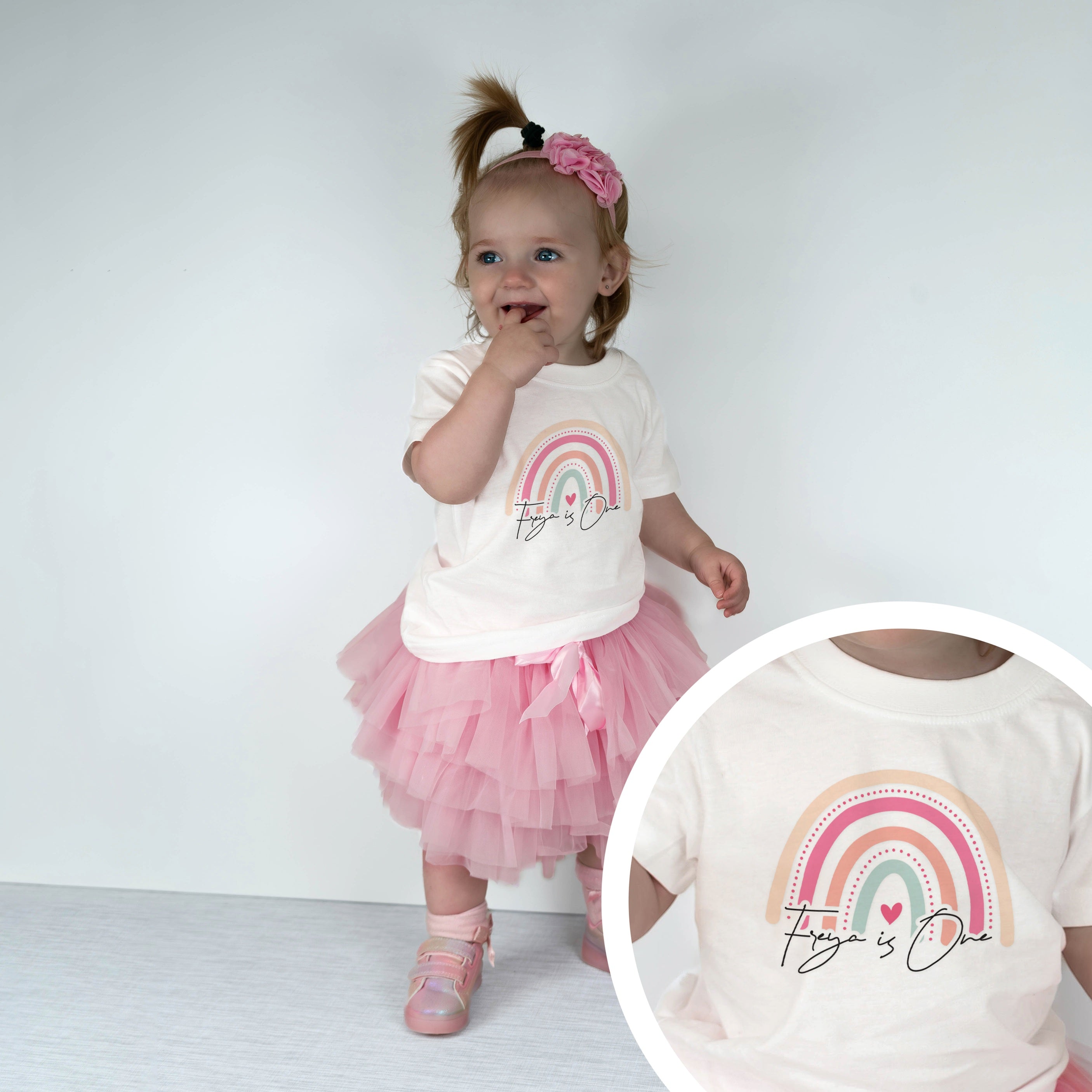 Personalised Rainbow Birthday T-Shirt Any Name Any Age and Tutu