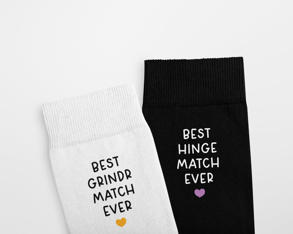 Best Match Ever Personalised Valentine's Day Socks, Custom Dating App Socks  - Hinge, Tinder, Grindr Inspired