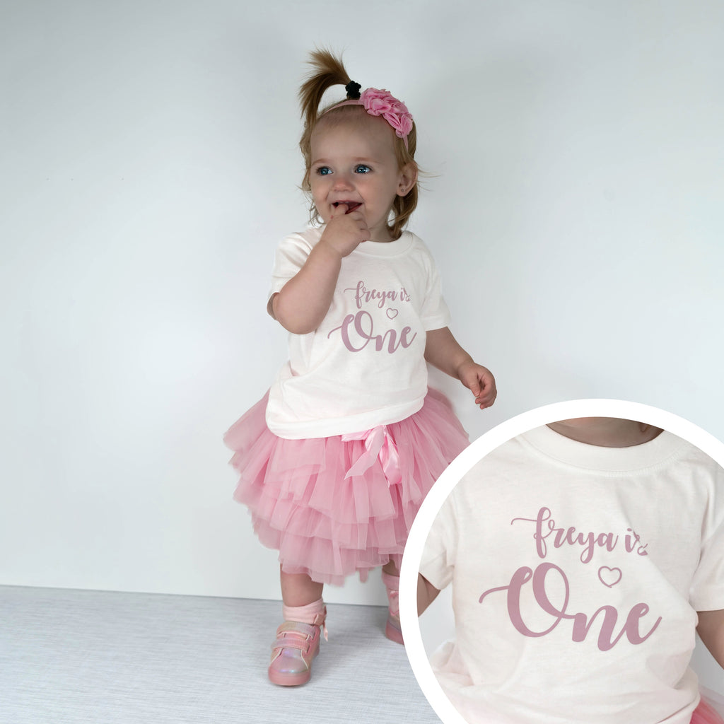 Personalised Birthday T-Shirt & Tutu Set – Heart Script Design