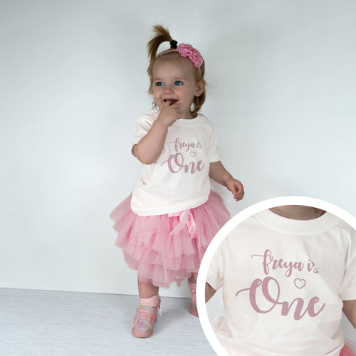 Personalised Birthday T-Shirt & Tutu Set – Heart Script Design