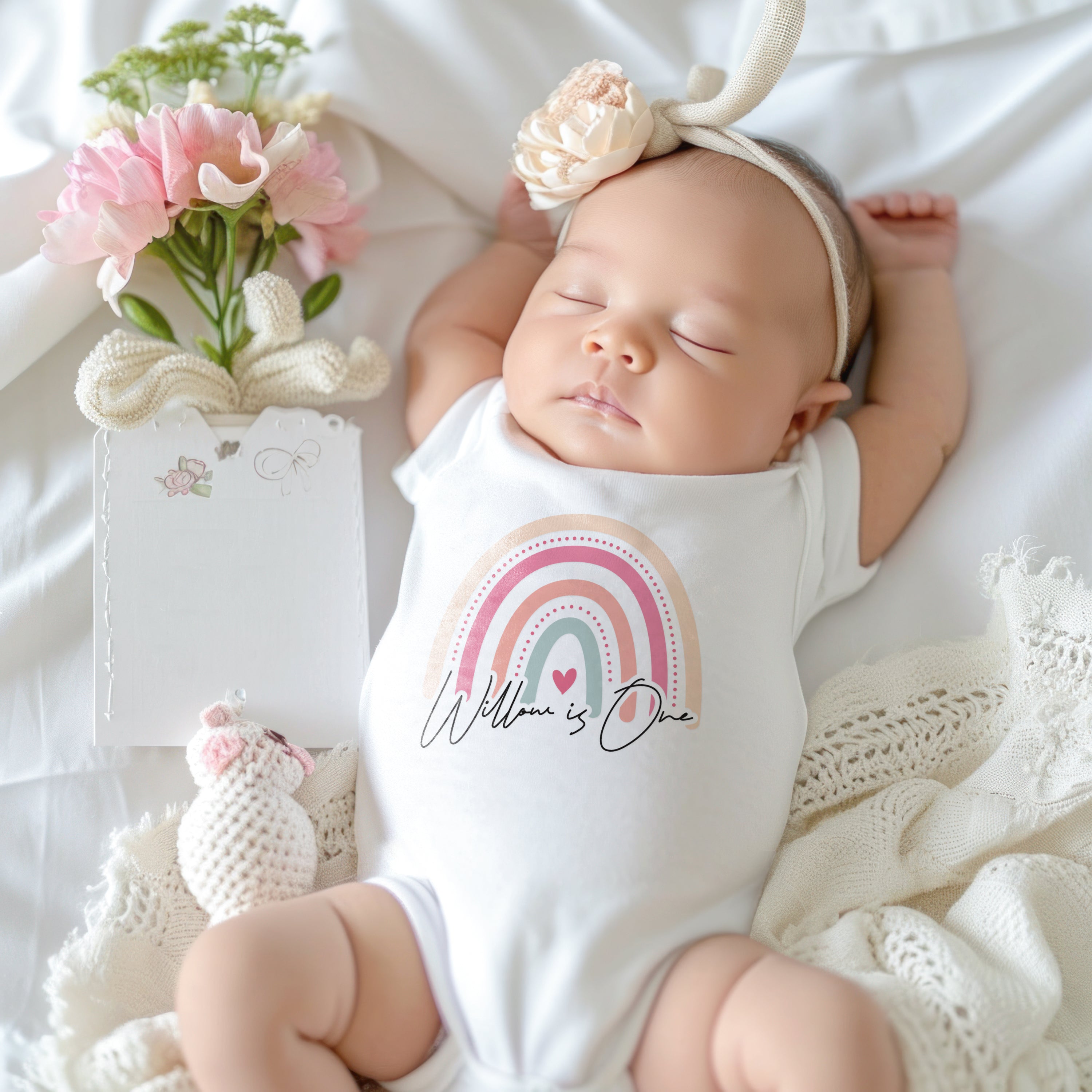 Personalised Rainbow Birthday T-Shirt Any Name Any Age and Tutu