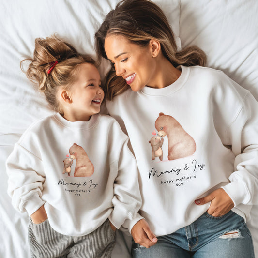 Personalised Mama and Cub Bear Jumper Set – Mum and Child Matching Sweatshirts
