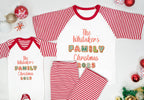 Personalised Matching Family Christmas Pyjamas – ‘Believe’ Candy Cane Design – PJs for Mum, Dad, Girls, Boys & Baby
