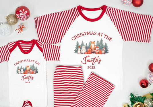 Personalised Matching Family Christmas Pyjamas –  Cute Animal Design