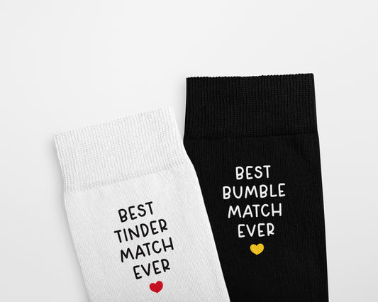 Best Match Ever Personalised Valentine's Day Socks, Custom Dating App Socks  - Hinge, Tinder, Grindr Inspired