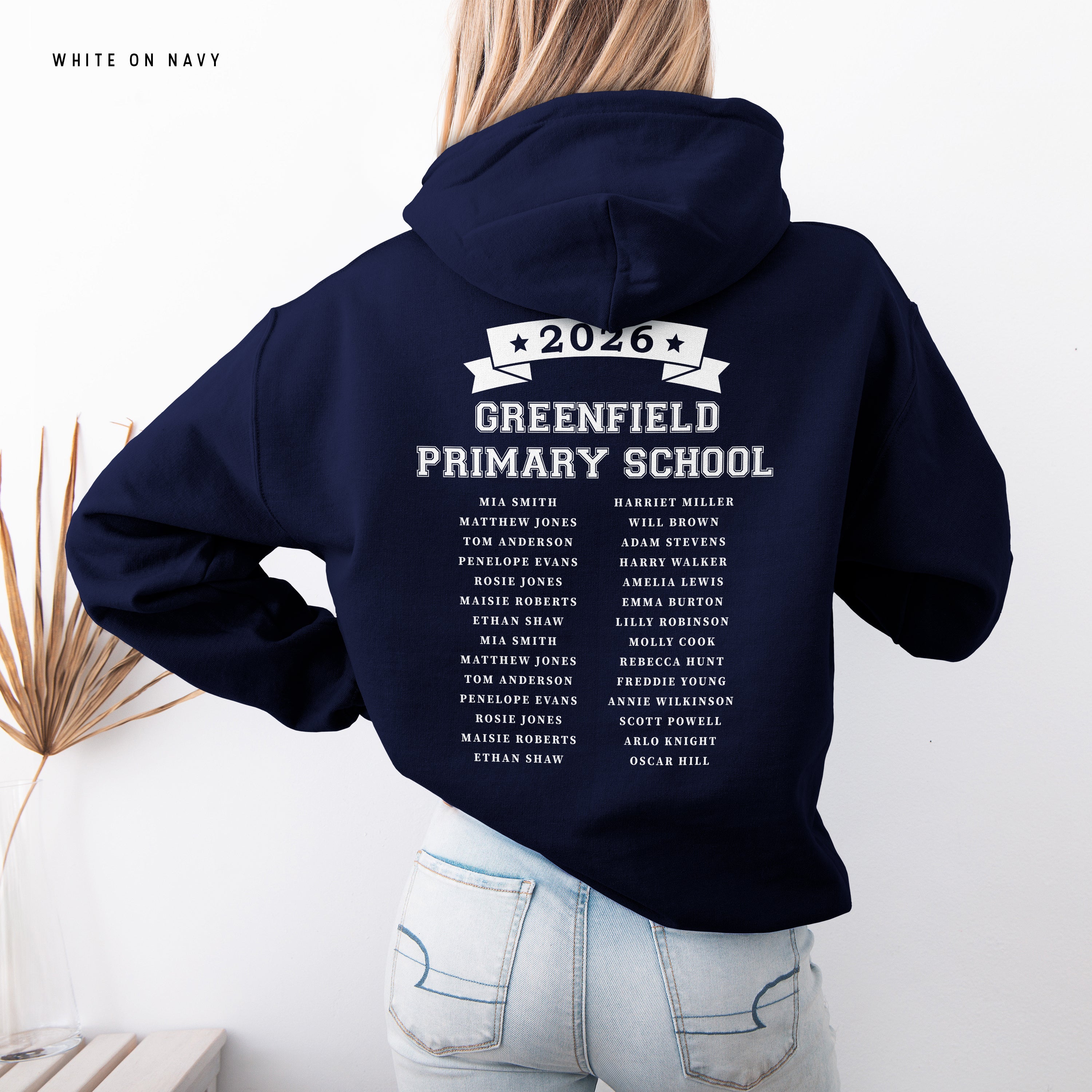 School Leavers Hoodie - Featuring School Name 2026 Style  E
