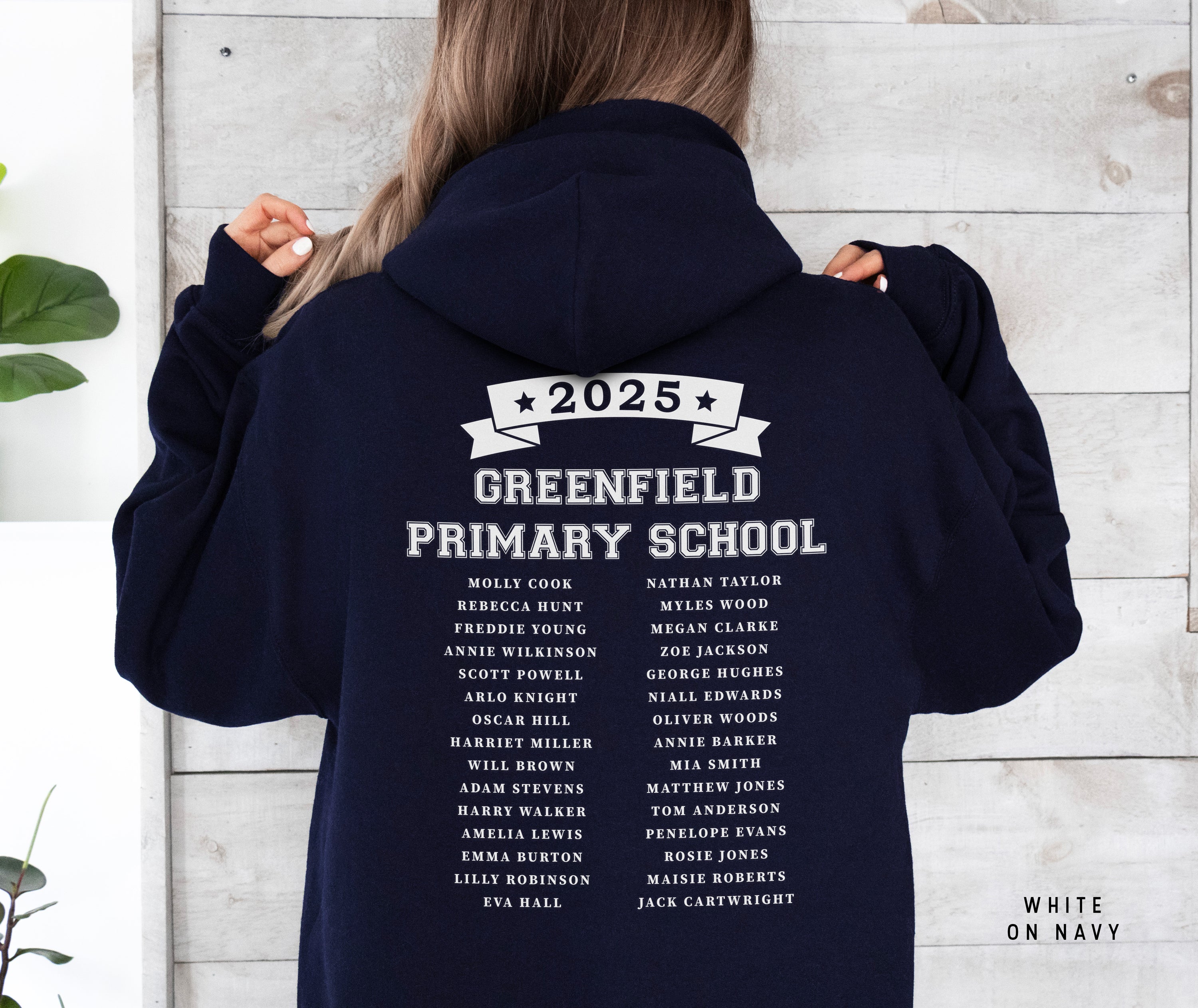 School Leavers Hoodie - Featuring School Name 2025 Style  E