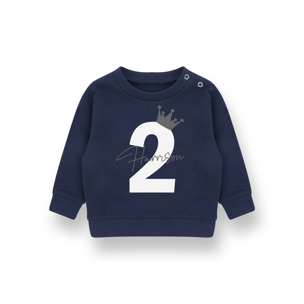 Personalised Birthday Name & Age Kids Sweatshirt – Custom Jumper for Baby, Toddler & Child
