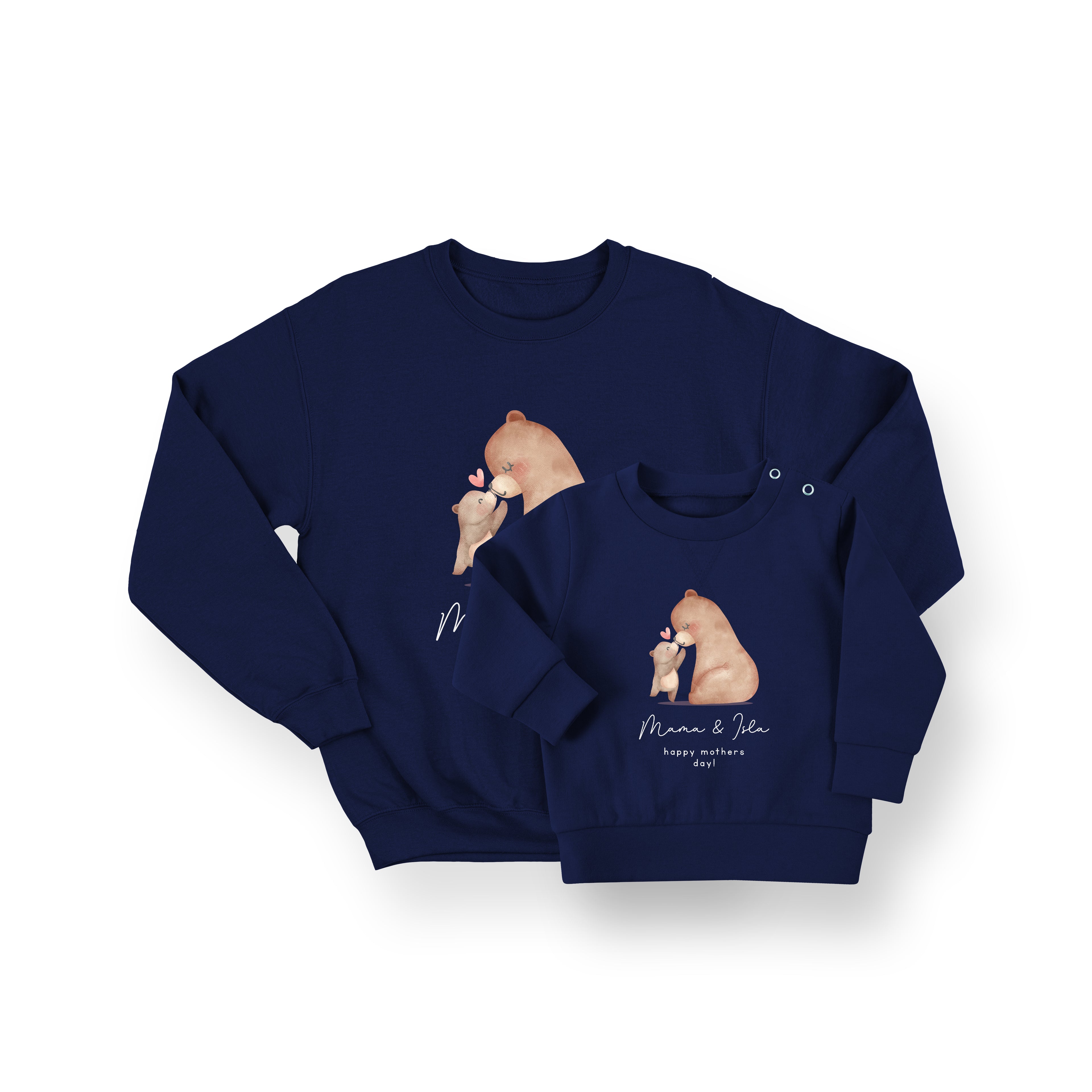 Personalised Mama and Cub Bear Jumper Set – Mum and Child Matching Sweatshirts