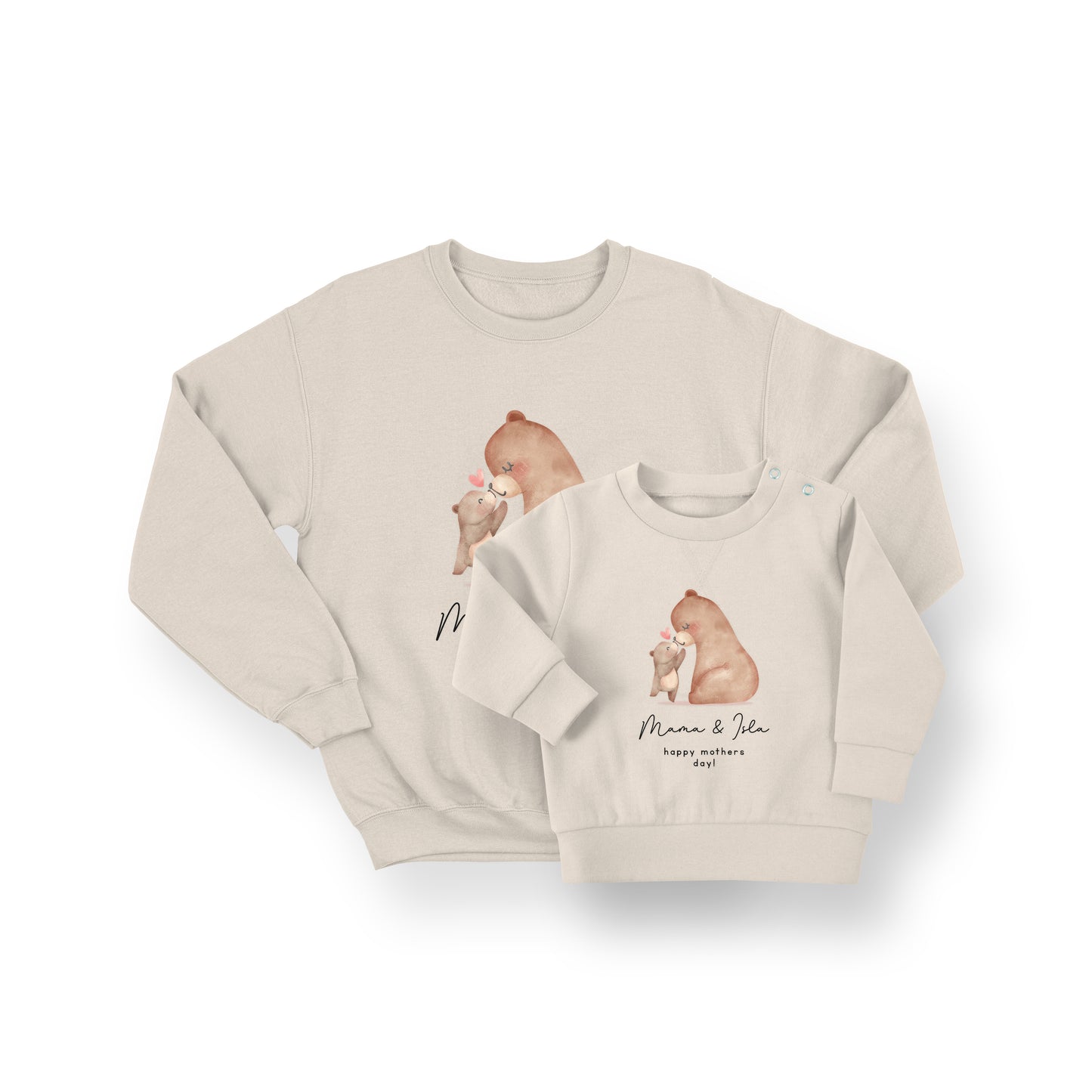 Personalised Mama and Cub Bear Jumper Set – Mum and Child Matching Sweatshirts