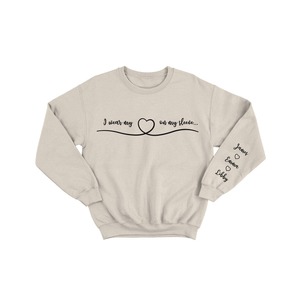 Personalised Mother Crewneck Sweatshirt with Kids Name On Sleeve Jumper