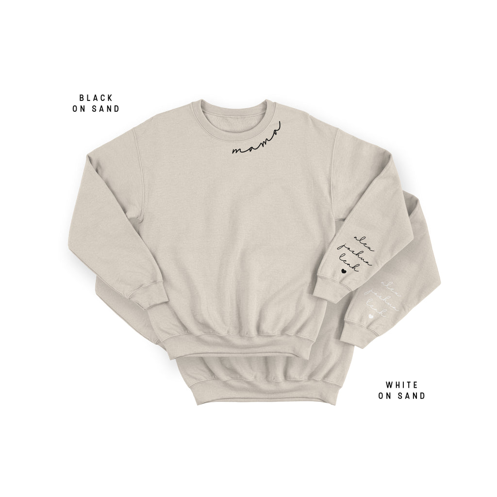 Mama Sweatshirt with Kids’ Names on Sleeve
