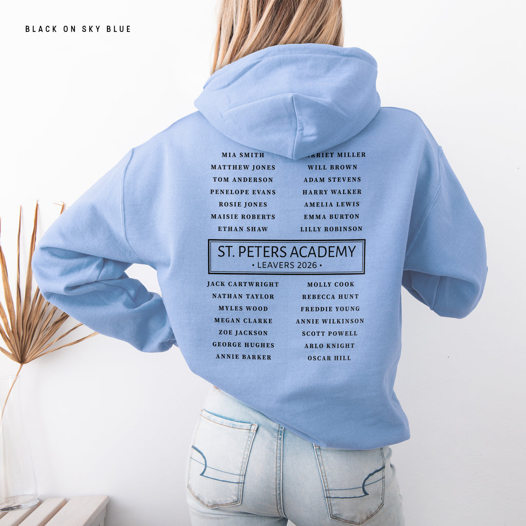 School Leavers Hoodie - Featuring school Name, Leavers 2026 Style D