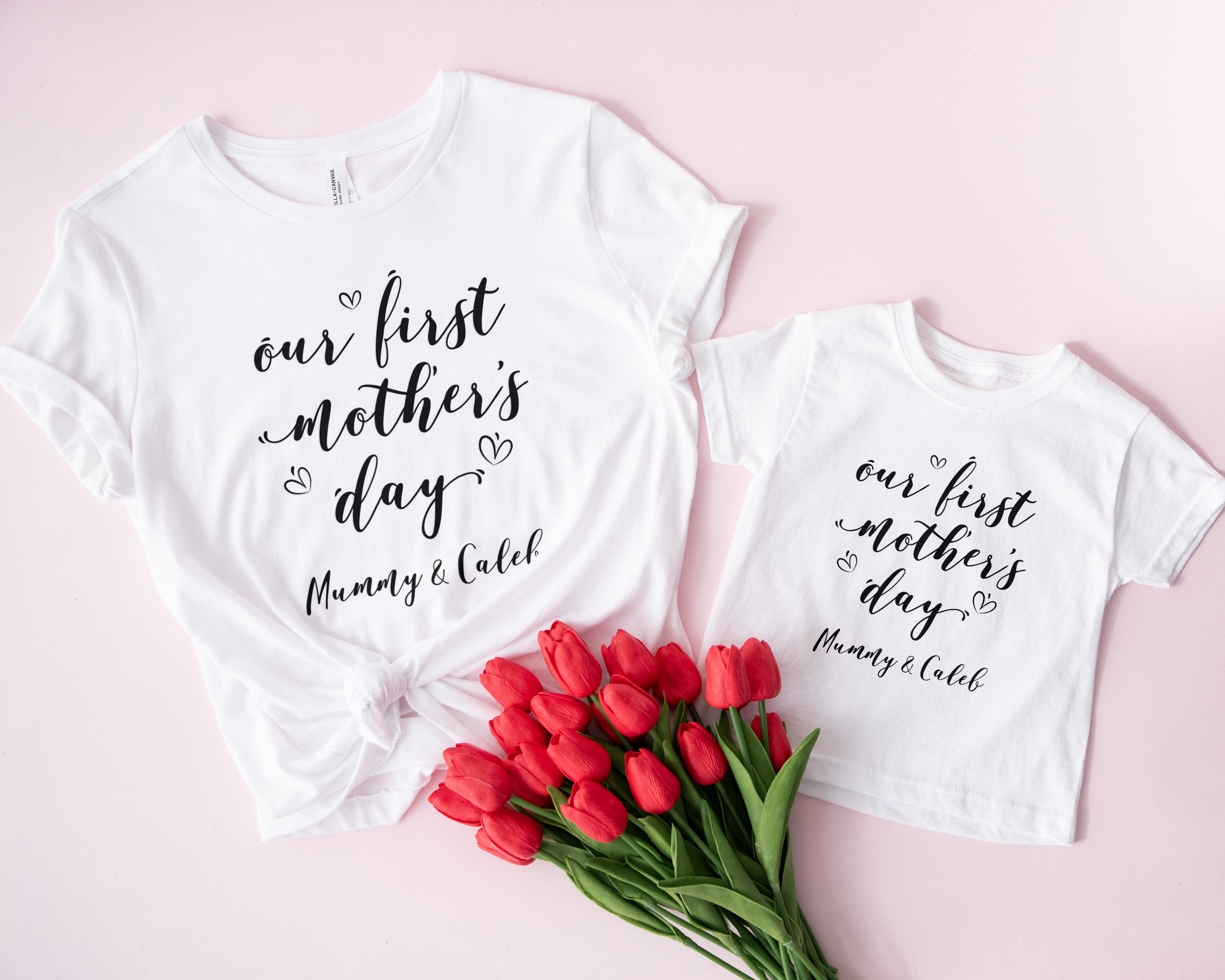 Mummy and Child Our First Mother’s Day Tees – Custom Matching T-Shirt Set