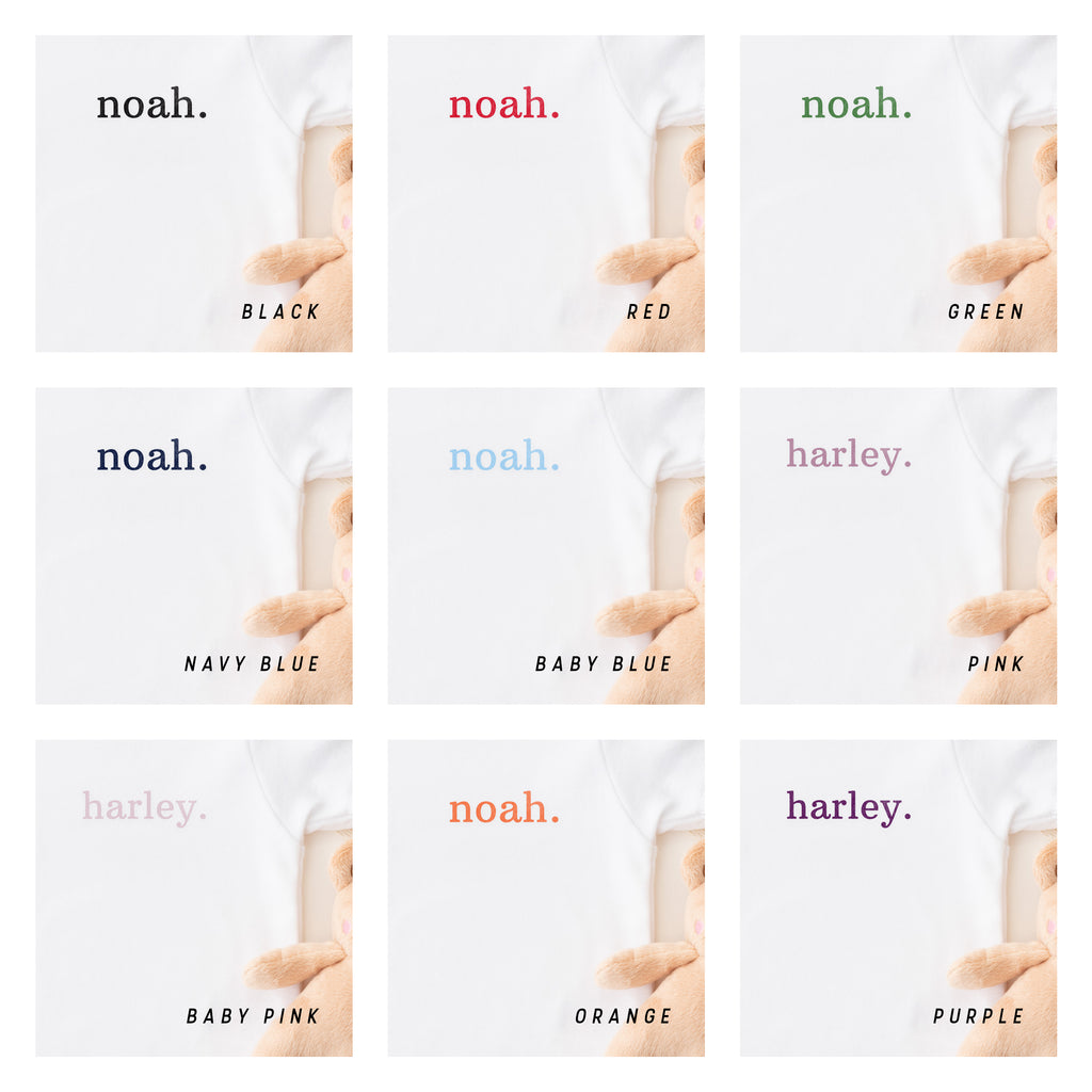 Personalised Baby Sleepsuit, Vest or Bib – Custom Printed Name Gift