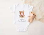 Personalised Pink or Blue Teddy Bear Baby Outfit – Babygrow, Vest or Bib | New Baby Gift & New Arrival Clothing