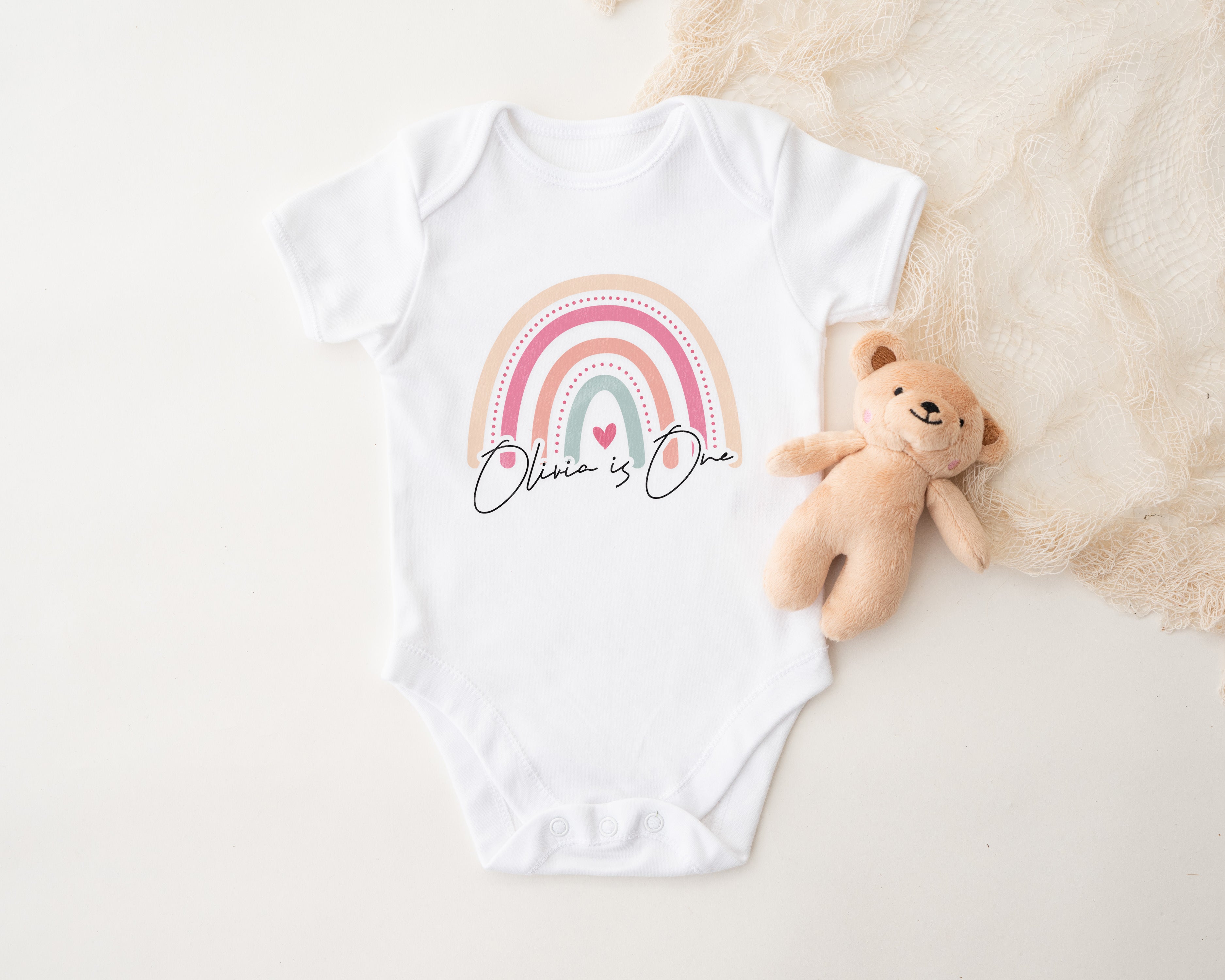 Personalised Rainbow Birthday T-Shirt Any Name Any Age and Tutu