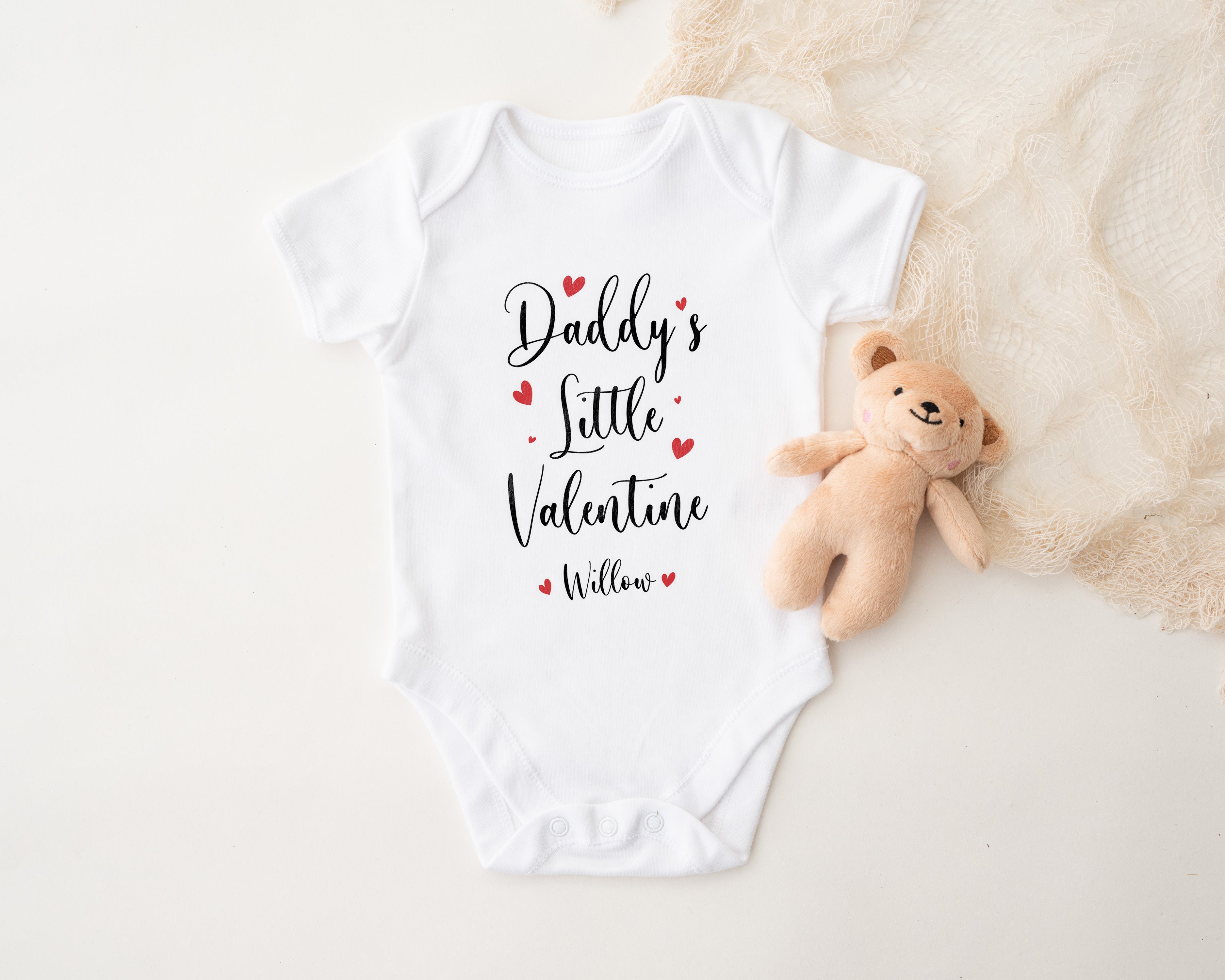 Little Valentine Baby Outfit – Personalised Cotton Babygrow, Vest or Bib