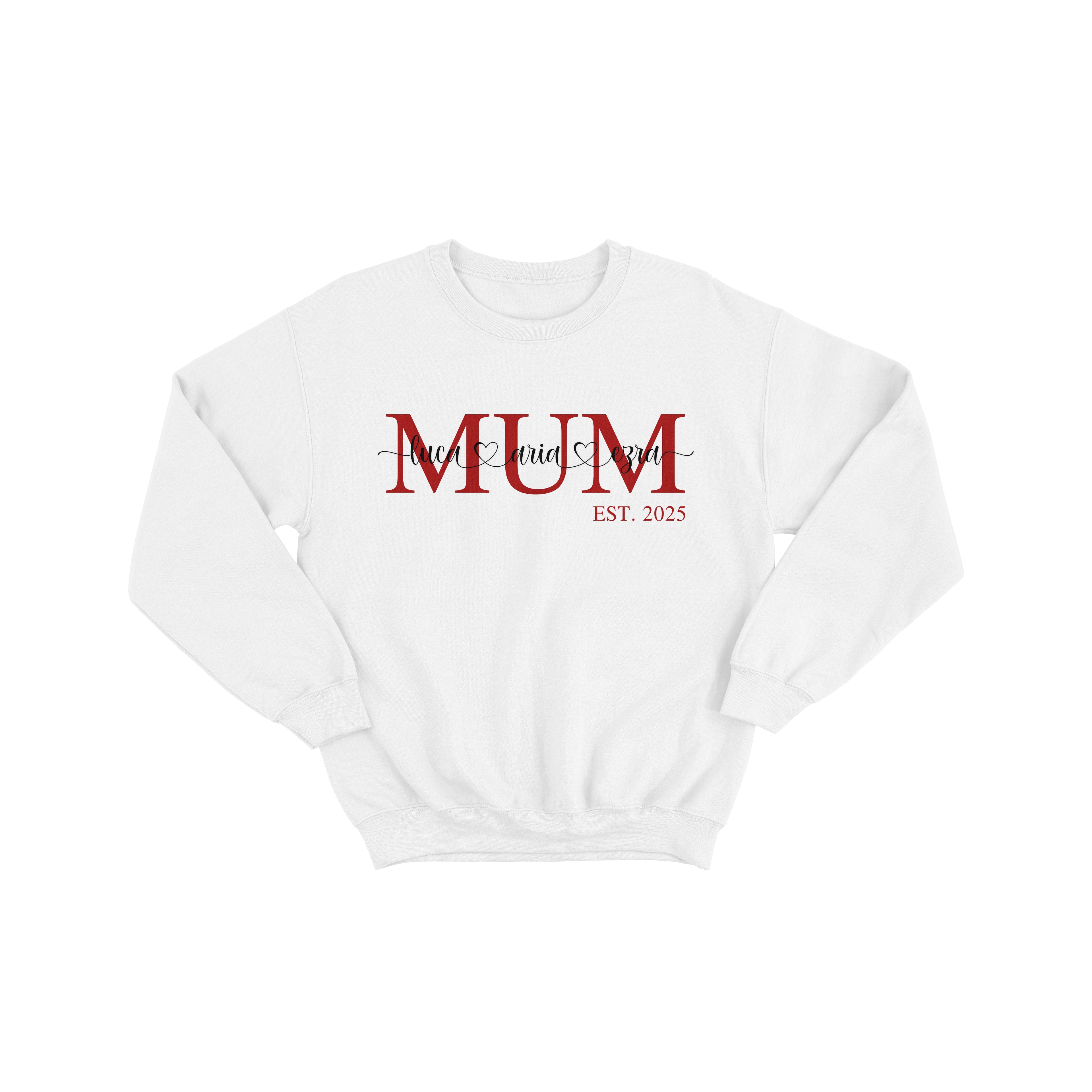 Personalised Mum Sweatshirt – Monogram with Children’s Names & EST. Year