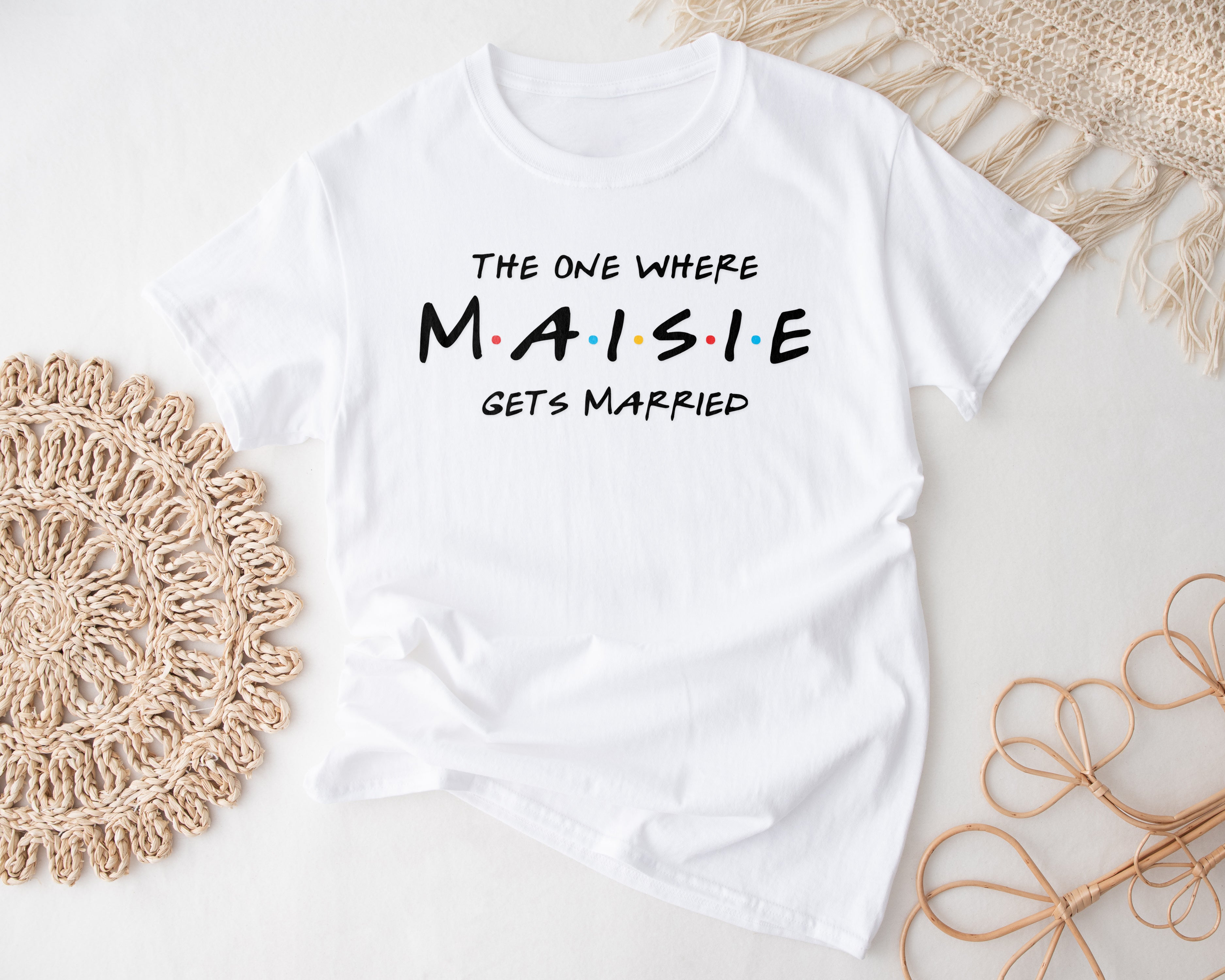 Personalised Friends Hen Party T-Shirts – "The One Where" Bride & Team Bride Tops
