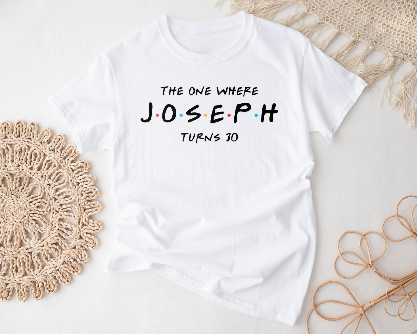 Personalised Friends Style Birthday T-Shirt – “The One Where… Turns…” Custom Name & Age Tee – 18th, 21st, 30th, 40th, 50th Gift