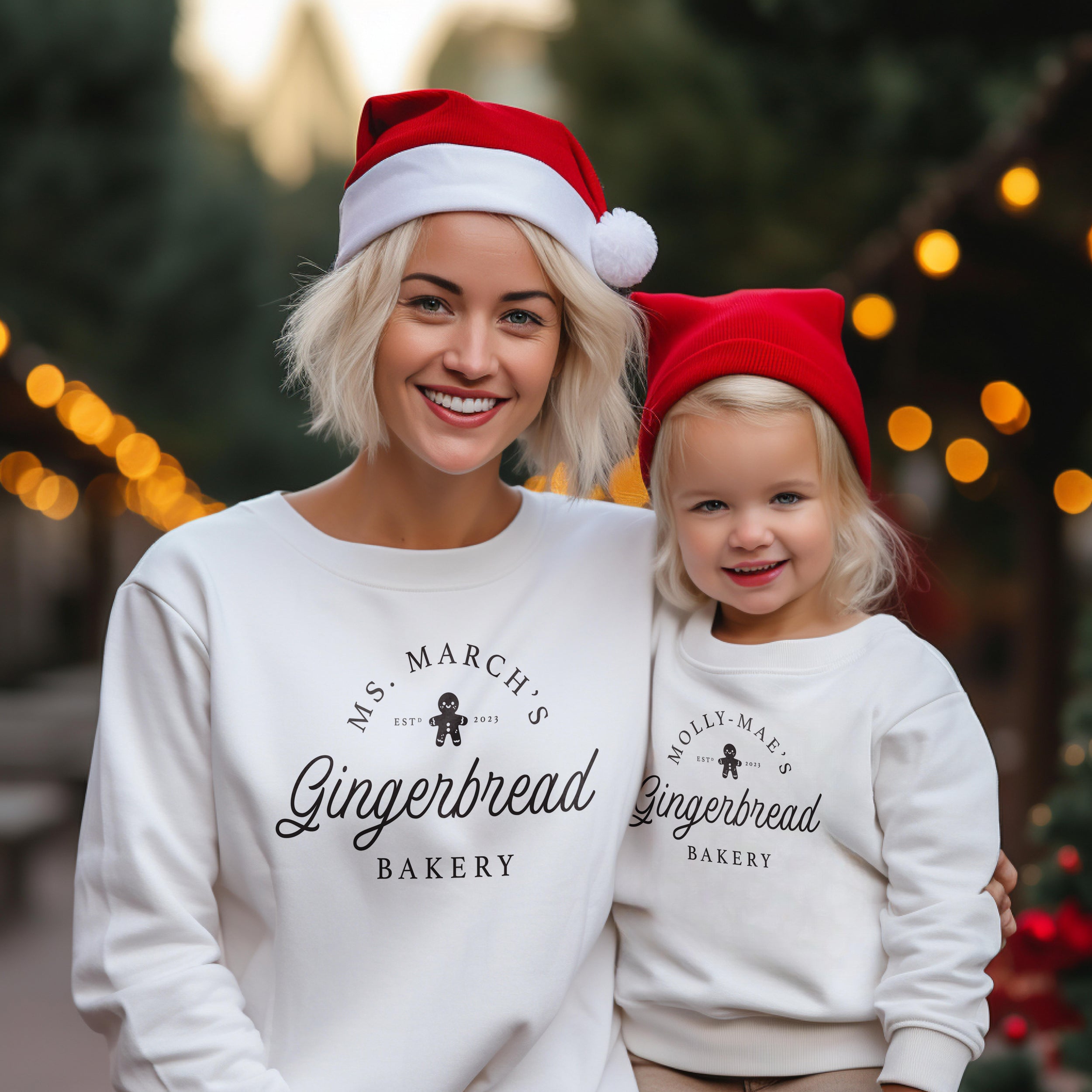 Personalised Family Christmas Jumper – Custom North Pole Gingerbread Bakery Sweater – Matching Festive Outfit