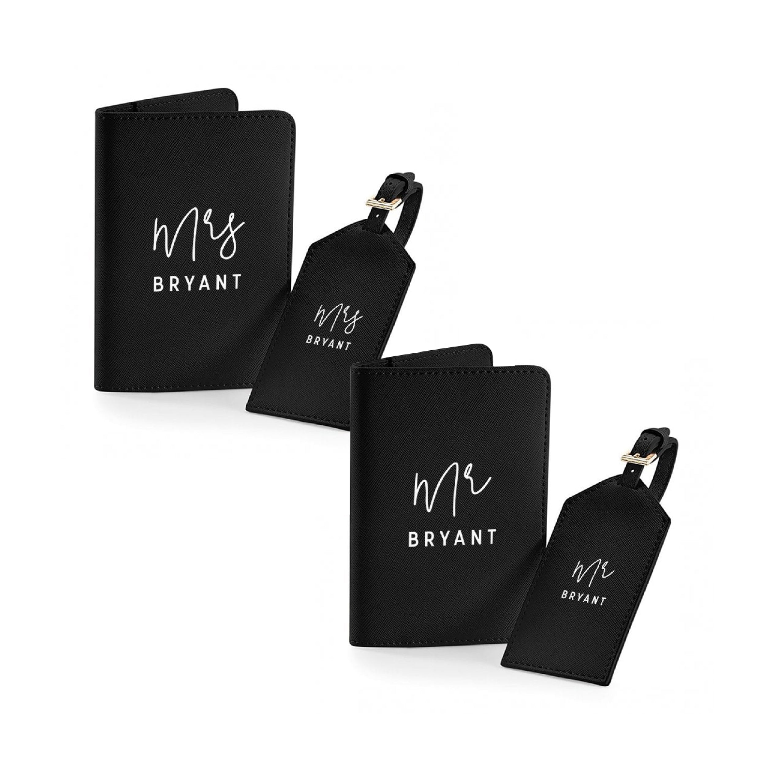 Mr & Mrs Passport Covers and Luggage Tags – His and Hers Travel Set | Honeymoon or Wedding Gift for Couples