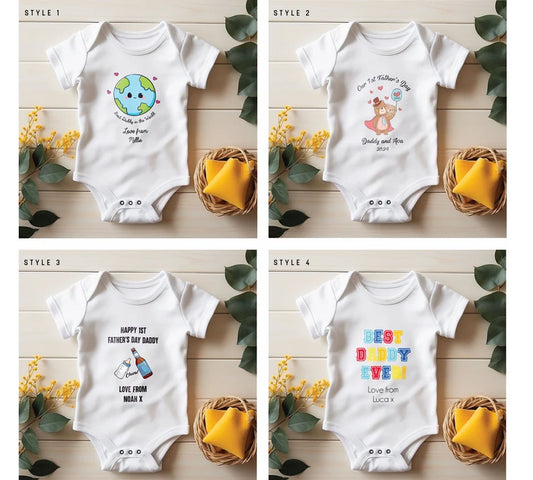 Personalised First Father’s Day Baby Vest – Custom Daddy & Me Babygrow | 1st Father’s Day Gift from Baby